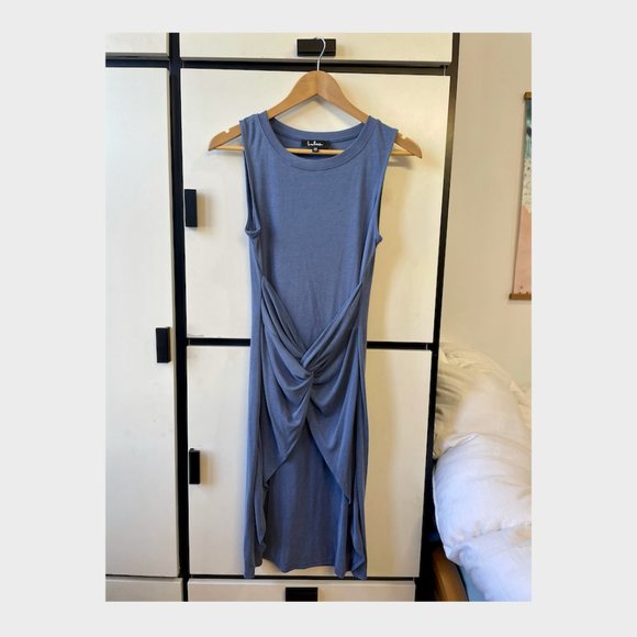 Knotty But Nice Blue Ribbed Twist-Front Dress - Picture 5 of 7